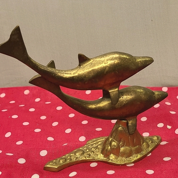 Vintage Solid Brass dolphins Figurine